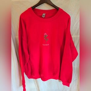 Vintage Red Embroidered Vermont Sweatshirt size XL